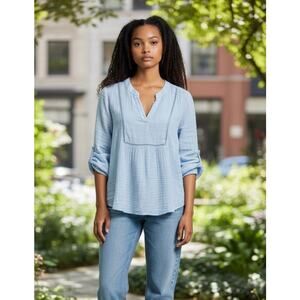 Michael Stars Ilsa Double Gauze Top Harbor Blue Size M NWT